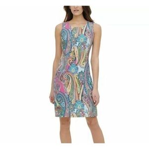 Tommy Hilfiger Paisley Scuba Dress Pink Blue Size 2
